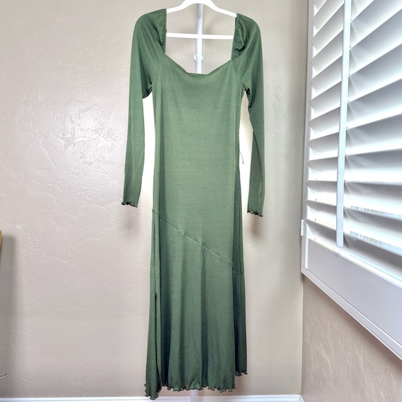 Topshop Women’s Bodycon Long Sleeve Midi Dress Size 8 in Olive Green - Picture 9 of 10